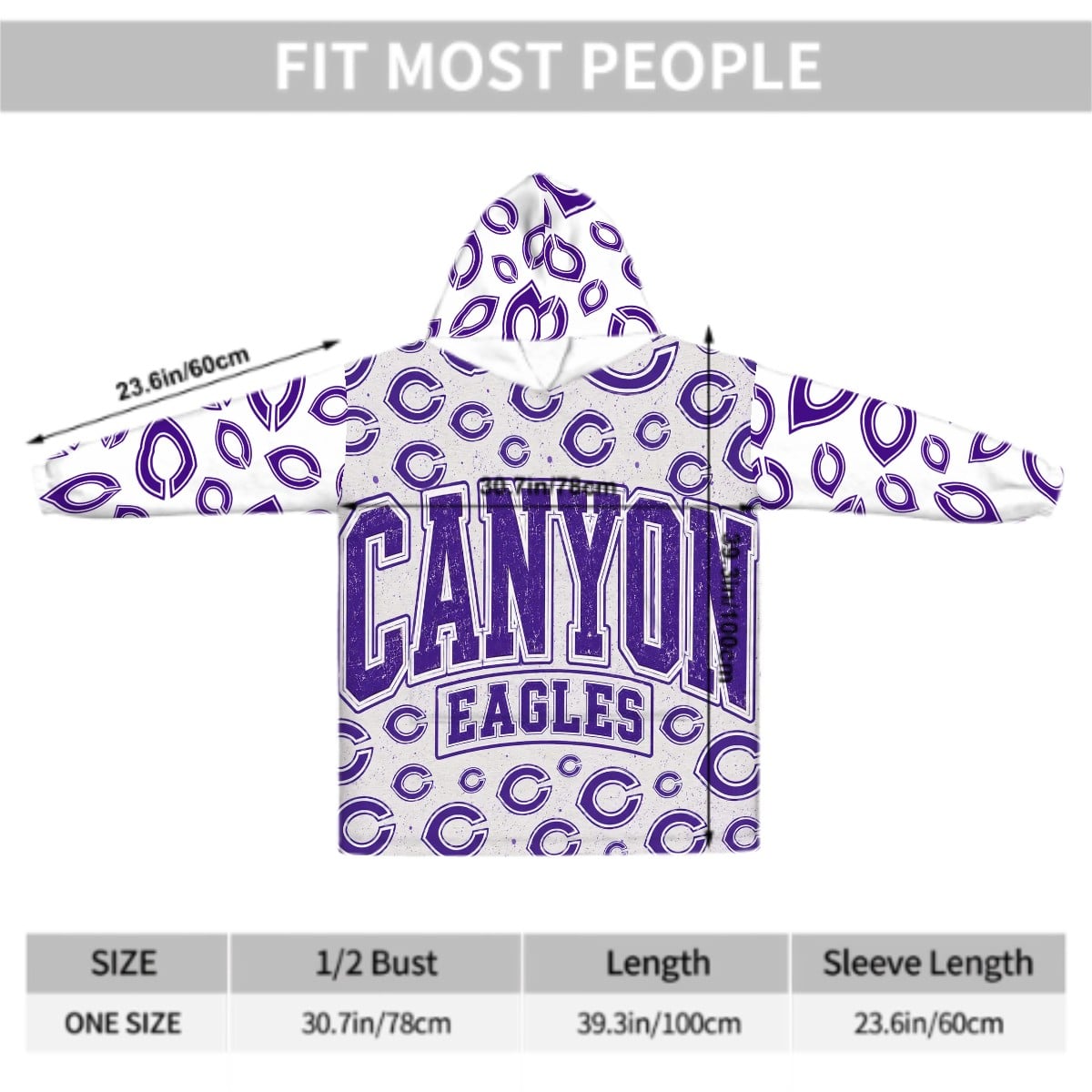 Canyon Eagles Purple C Scramble Oversized Blanket Hoodie