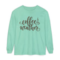 Coffee Weather Long Sleeve Tee — Cozy Script Coffee Shirt