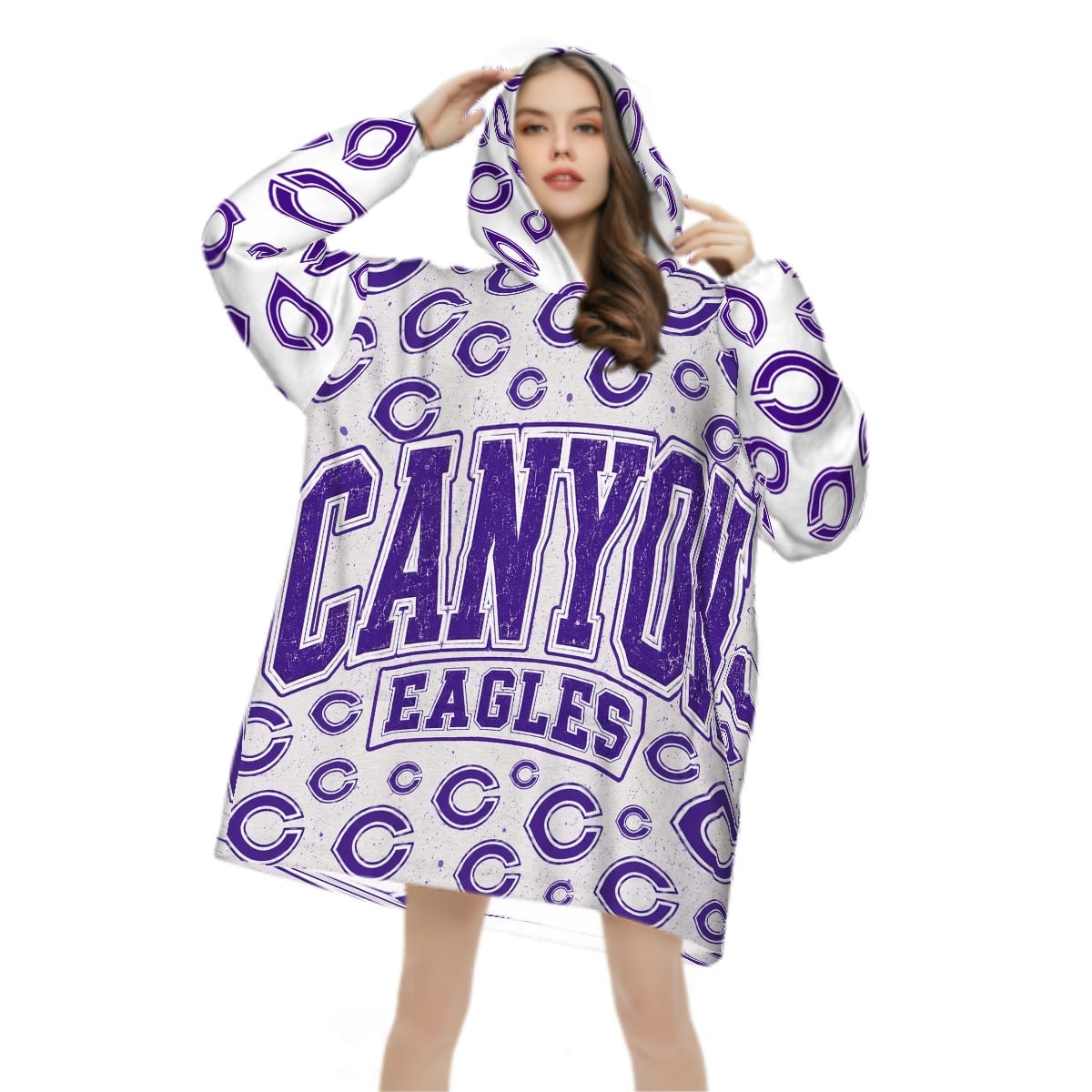 Canyon Eagles Purple C Scramble Oversized Blanket Hoodie