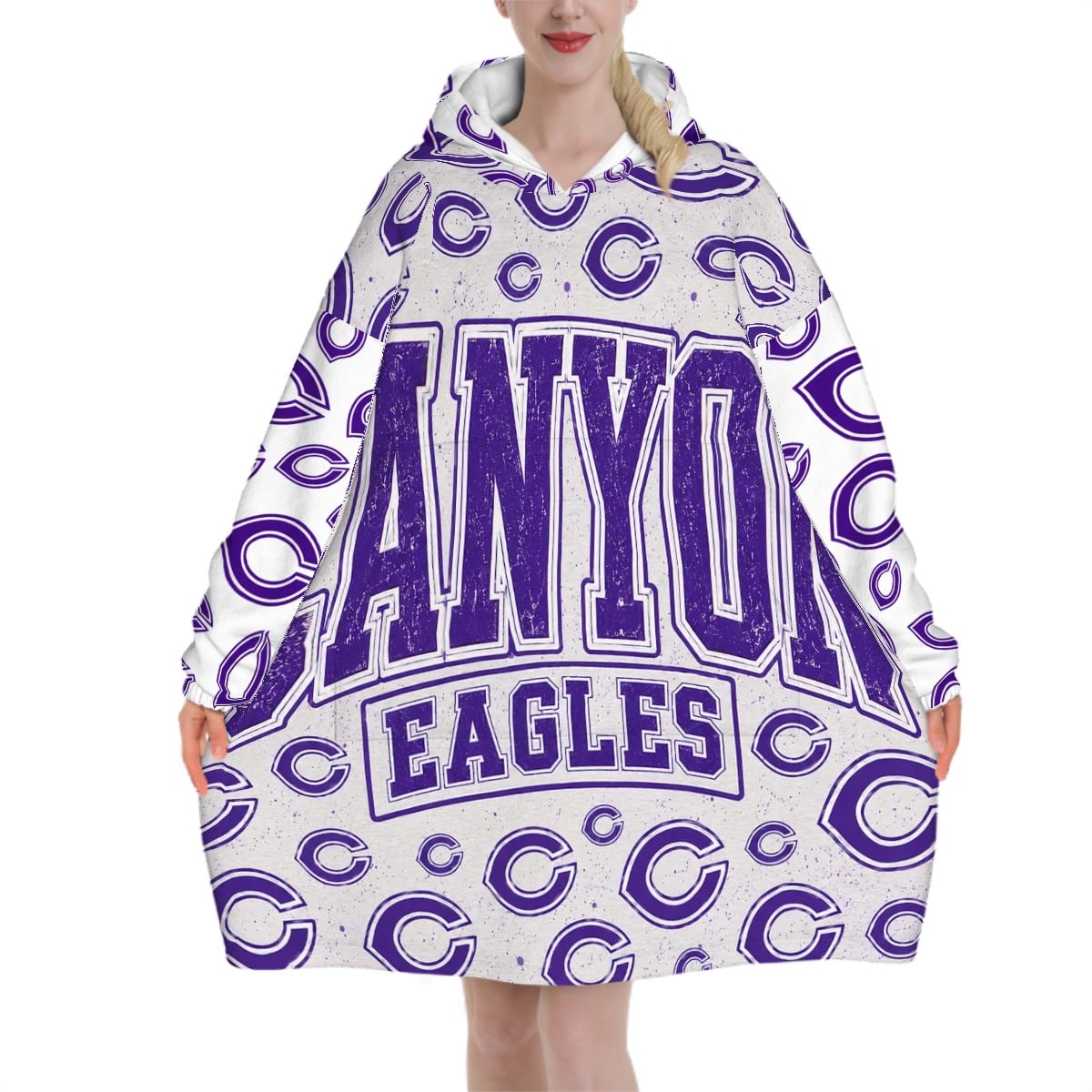 Canyon Eagles Purple C Scramble Oversized Blanket Hoodie