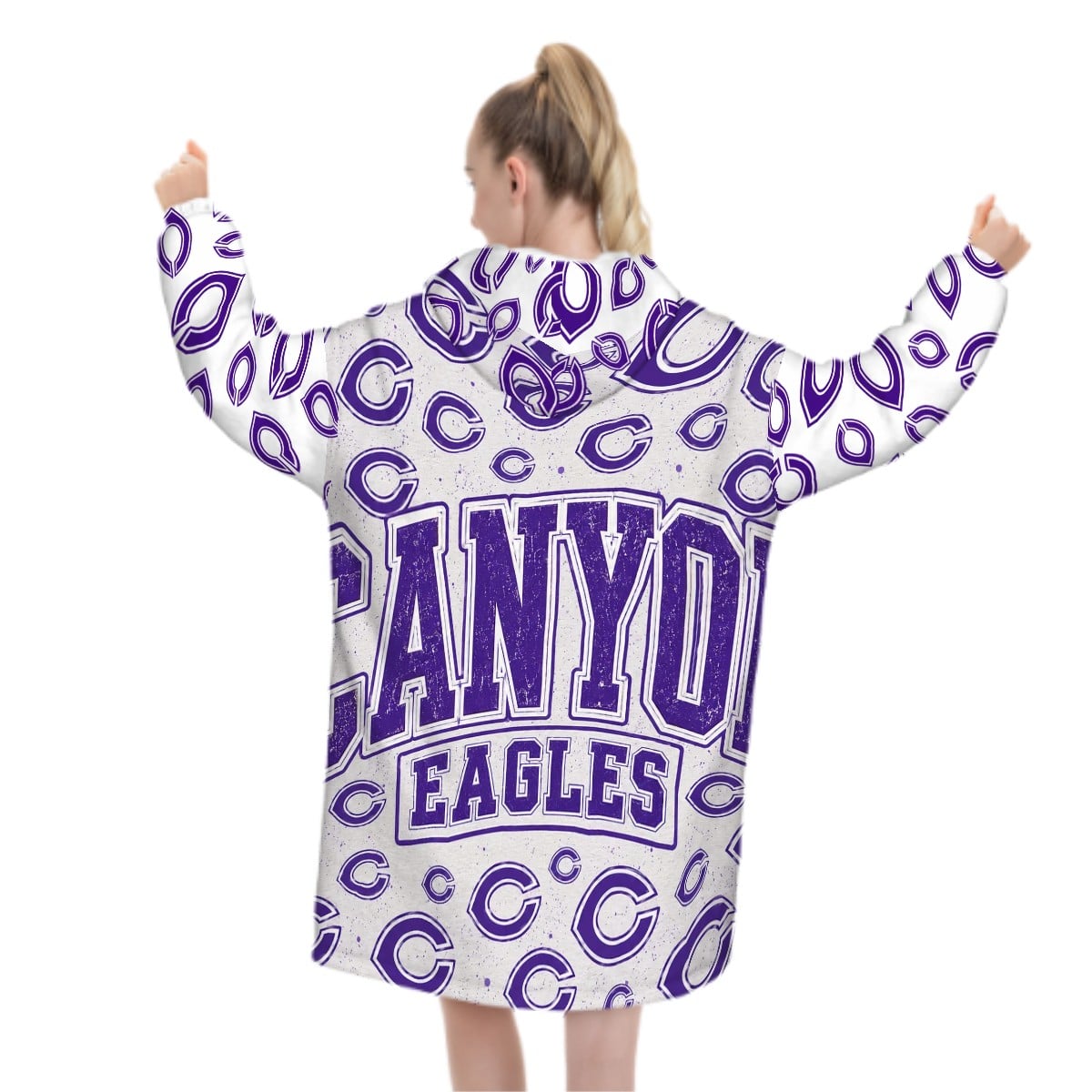 Canyon Eagles Purple C Scramble Oversized Blanket Hoodie