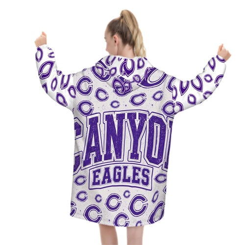 Canyon Eagles Purple C Scramble Oversized Blanket Hoodie